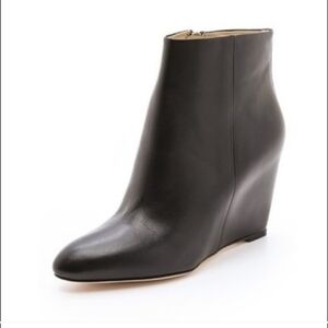 Brian Atwood Size 9 Black Leather Bellaria Wedge Ankle Boots
